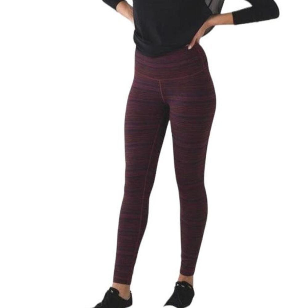 LULULEMON Athletica High Times Cyber Red Grape Bordeaux Drama Legging Pant ~ 6